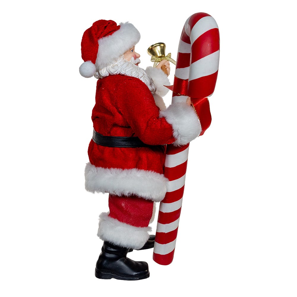 Kurt Adler 10.5-Inch Fabrich Santa With Oversized Candy Cane