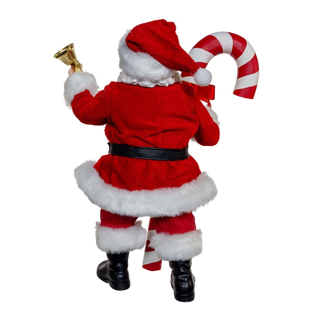 Kurt Adler 10.5-Inch Fabrich Santa With Oversized Candy Cane