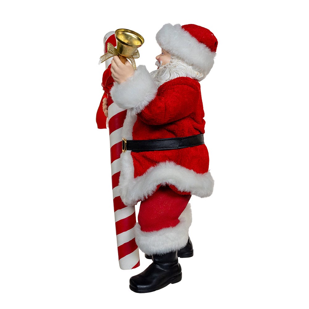 Kurt Adler 10.5-Inch Fabrich Santa With Oversized Candy Cane