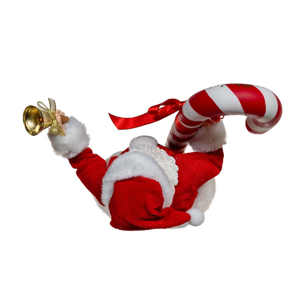 Kurt Adler 10.5-Inch Fabrich Santa With Oversized Candy Cane
