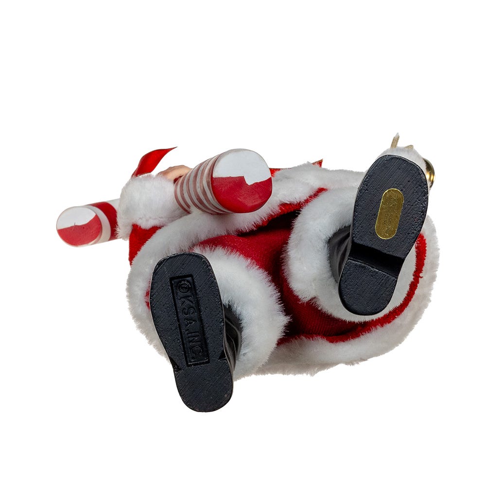 Kurt Adler 10.5-Inch Fabrich Santa With Oversized Candy Cane