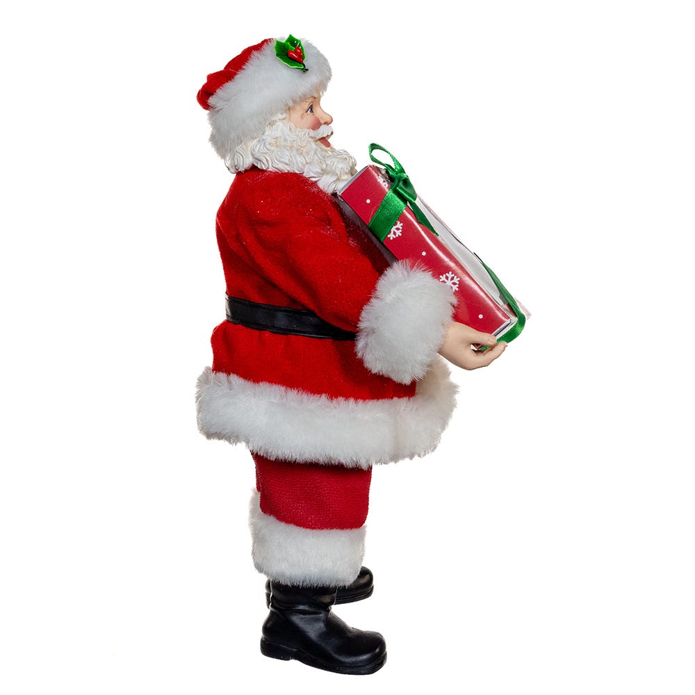 Kurt Adler 10.5-Inch Fabrich Santa With Box of Donuts