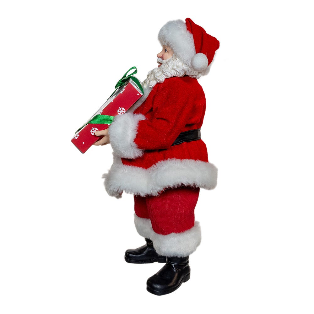 Kurt Adler 10.5-Inch Fabrich Santa With Box of Donuts
