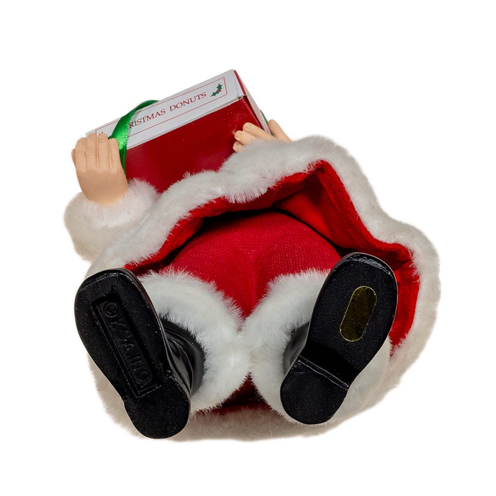 Kurt Adler 10.5-Inch Fabrich Santa With Box of Donuts