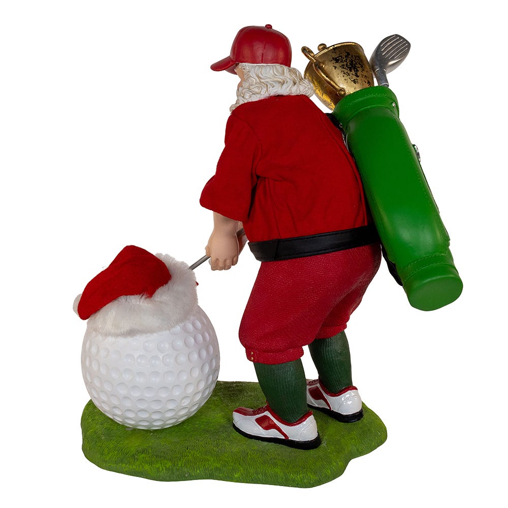 Kurt Adler 11-Inch Fabrich Golfer Santa With Oversized Golf Ball