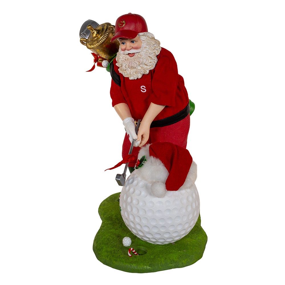 Kurt Adler 11-Inch Fabrich Golfer Santa With Oversized Golf Ball