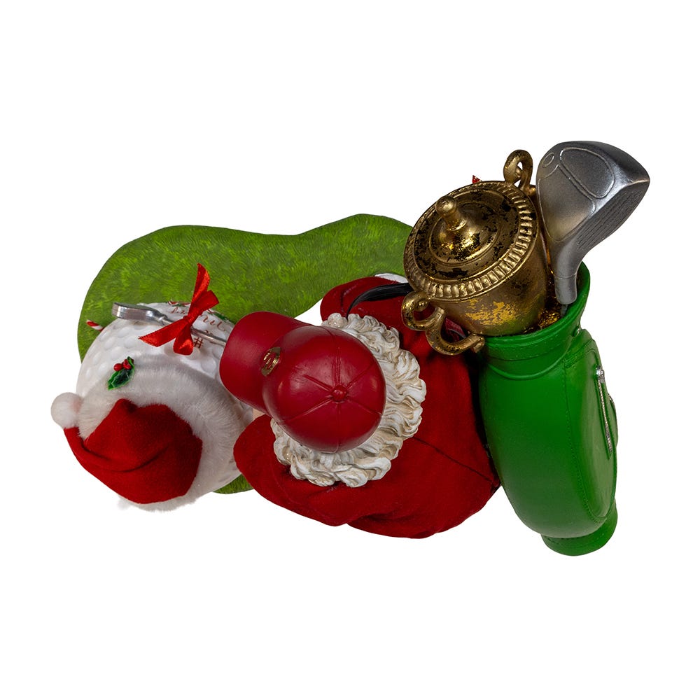 Kurt Adler 11-Inch Fabrich Golfer Santa With Oversized Golf Ball