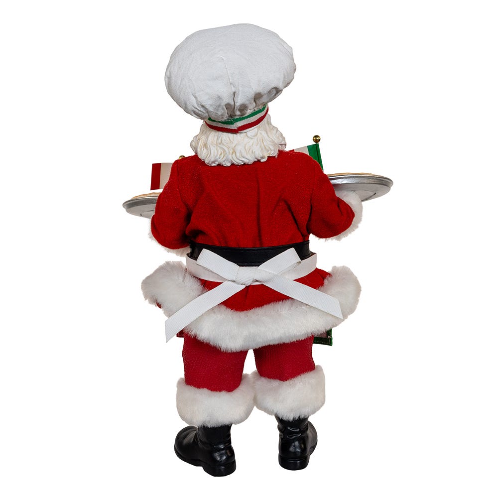 Kurt Adler 11-Inch Fabrich Chef Santa Holding Two Trays of Pizza