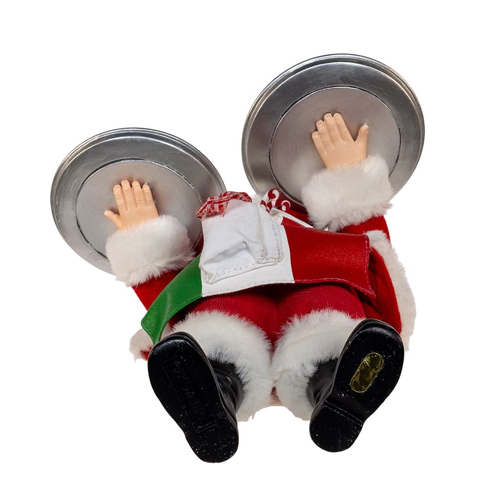 Kurt Adler 11-Inch Fabrich Chef Santa Holding Two Trays of Pizza