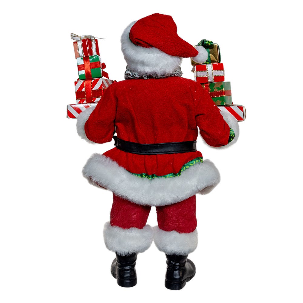 Kurt Adler 10.5-Inch Fabrich African American Santa with Gifts