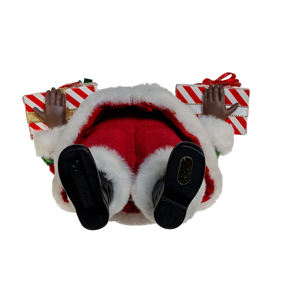 Kurt Adler 10.5-Inch Fabrich African American Santa with Gifts