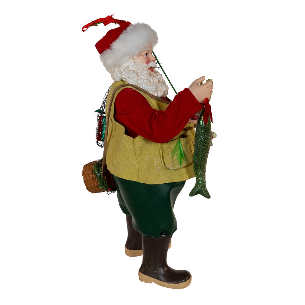 Kurt Adler 10.5-Inch Fabrich Fisherman Santa