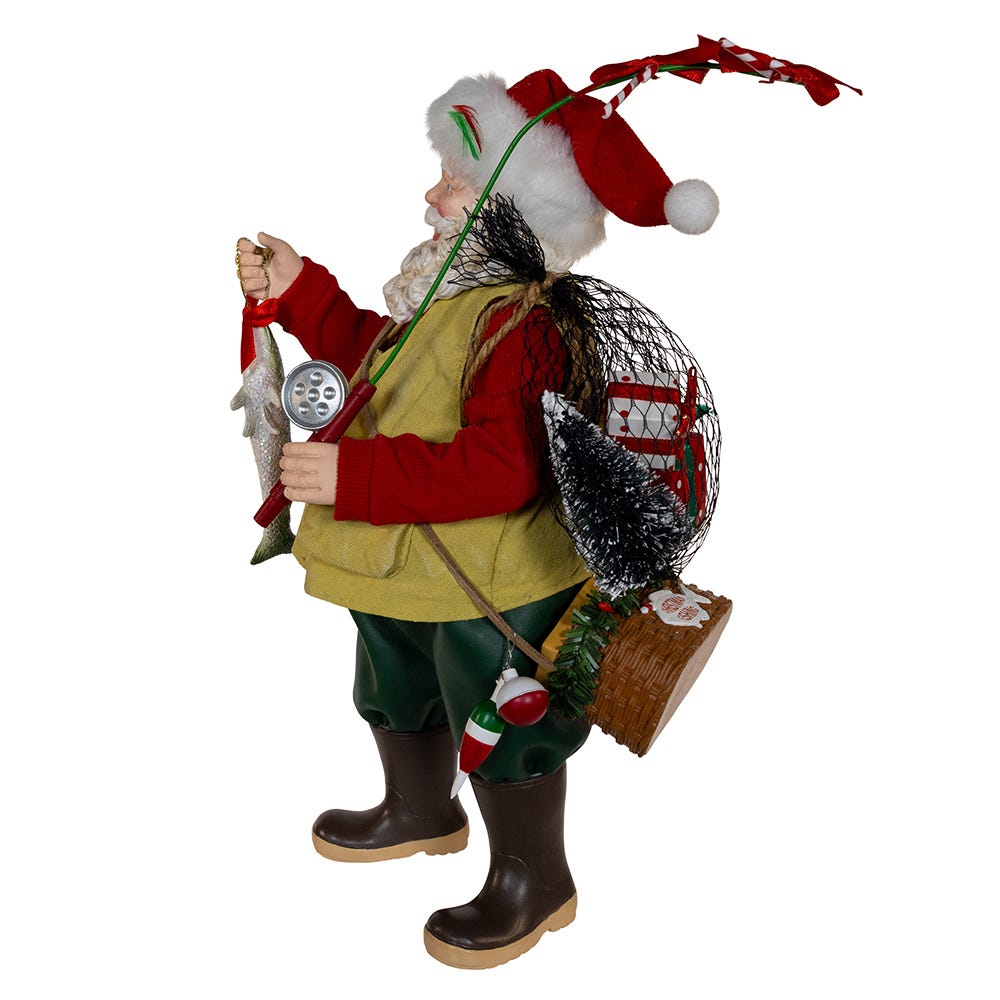 Kurt Adler 10.5-Inch Fabrich Fisherman Santa