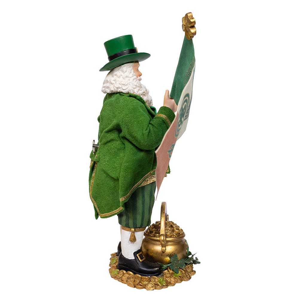 Kurt Adler 11-Inch Fabrich Musical Irish Santa