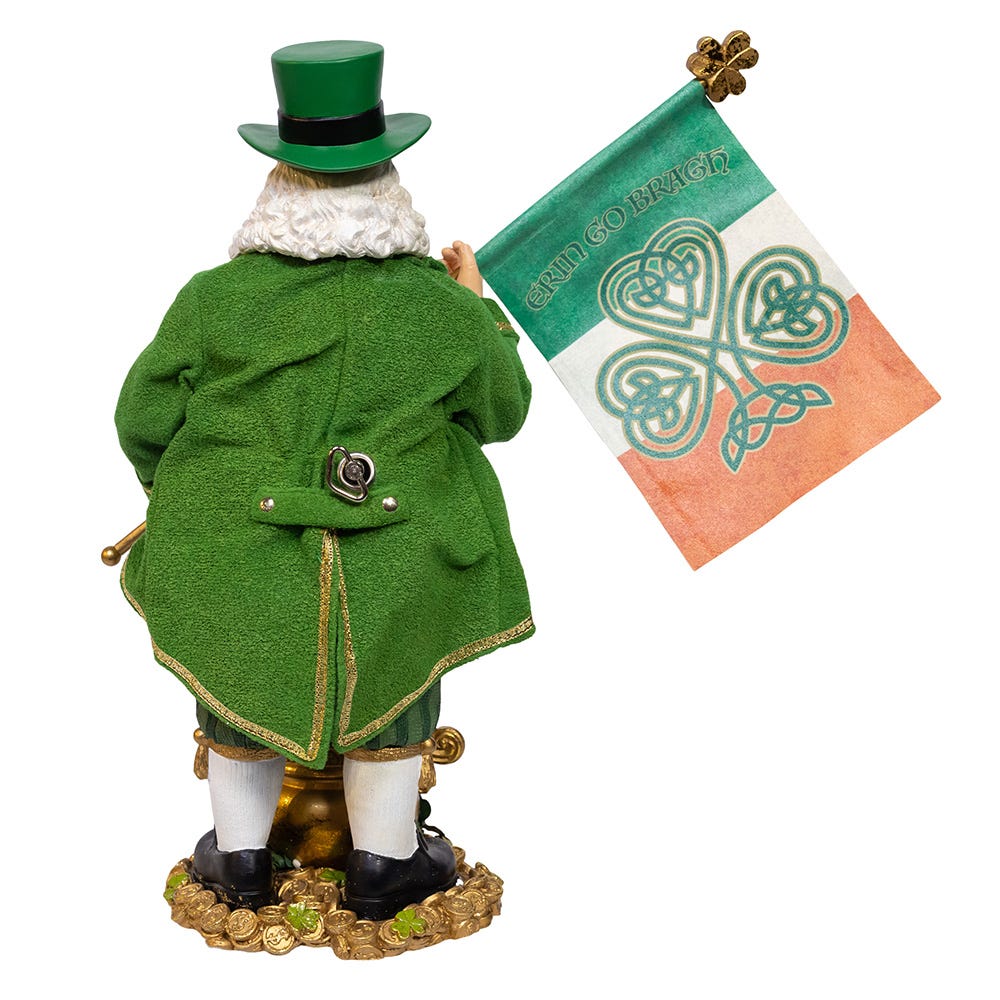 Kurt Adler 11-Inch Fabrich Musical Irish Santa