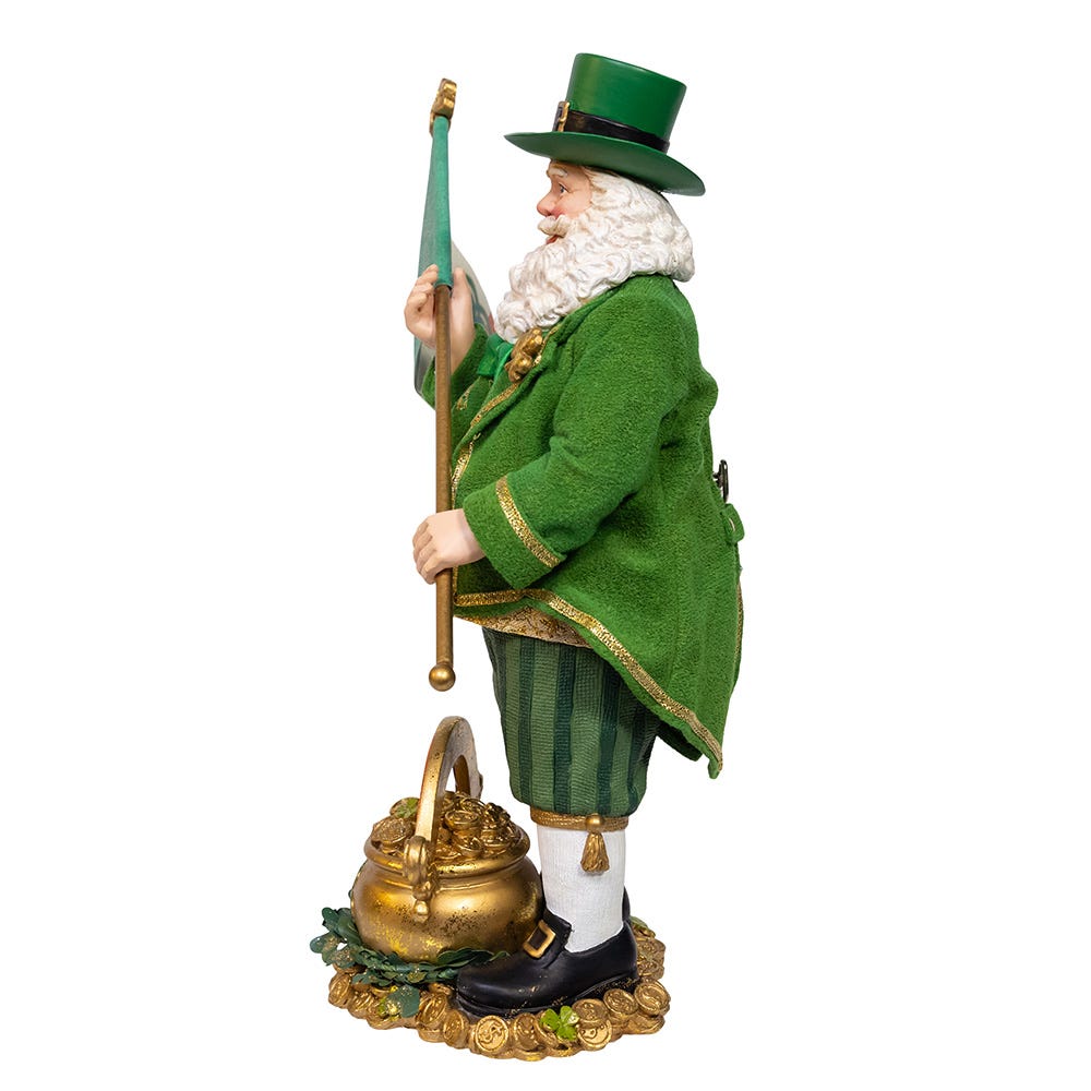 Kurt Adler 11-Inch Fabrich Musical Irish Santa