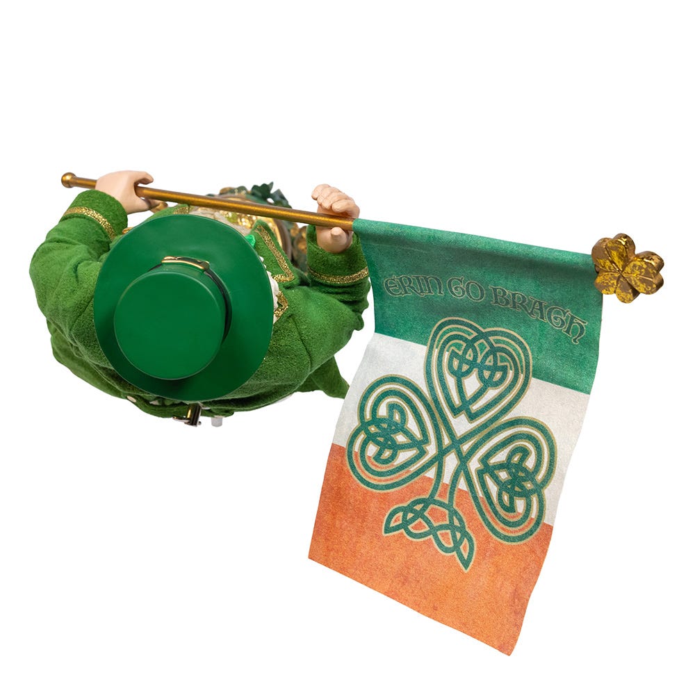 Kurt Adler 11-Inch Fabrich Musical Irish Santa