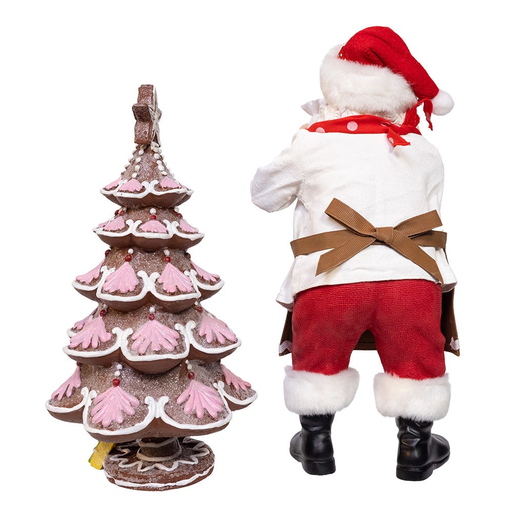 Kurt Adler 10.5-Inch Fabrich Santa Decorating Gingerbread Tree, 2-Piece Set