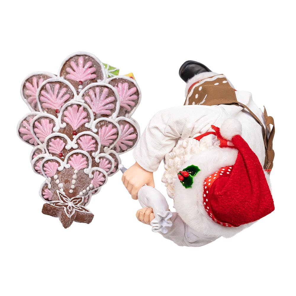 Kurt Adler 10.5-Inch Fabrich Santa Decorating Gingerbread Tree, 2-Piece Set