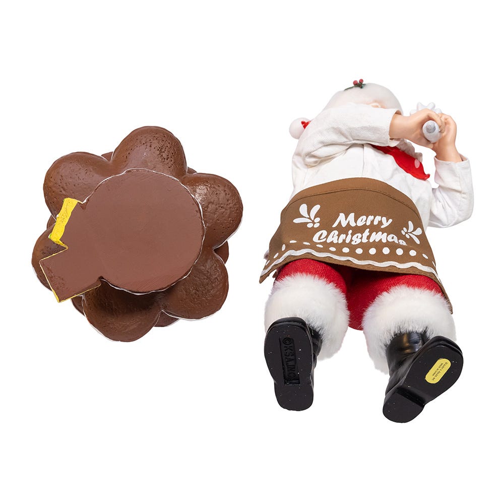 Kurt Adler 10.5-Inch Fabrich Santa Decorating Gingerbread Tree, 2-Piece Set
