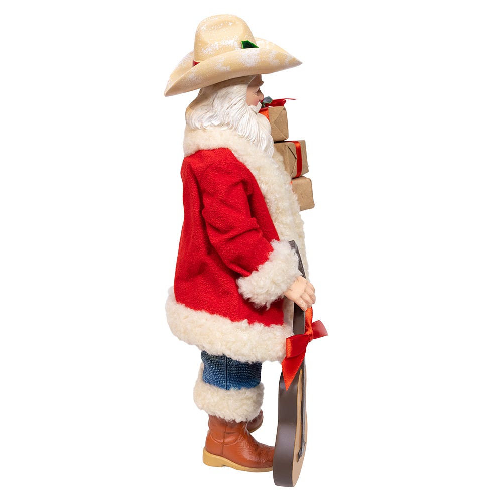 Kurt Adler 11-Inch Fabrich Western Santa with Guitar