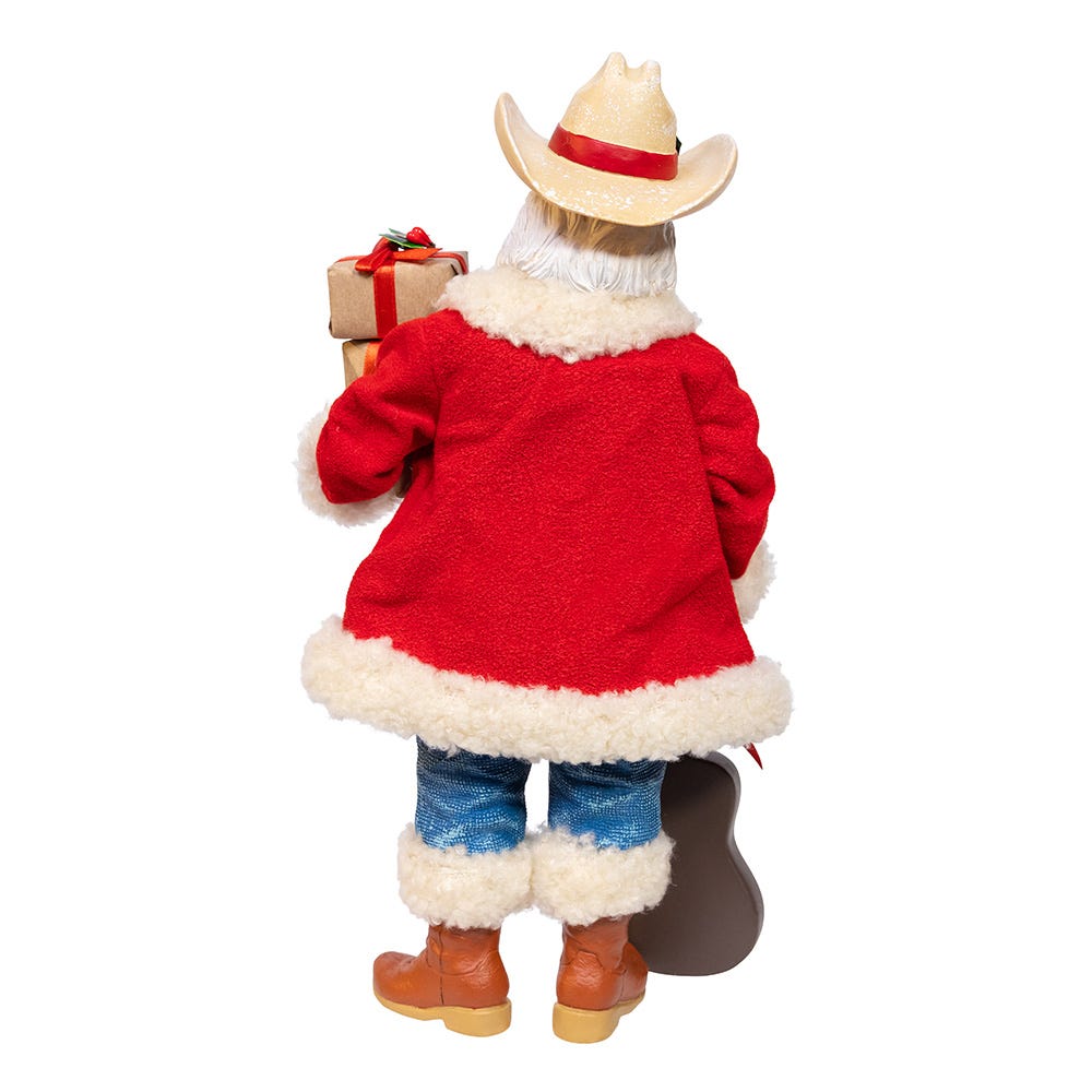 Kurt Adler 11-Inch Fabrich Western Santa with Guitar