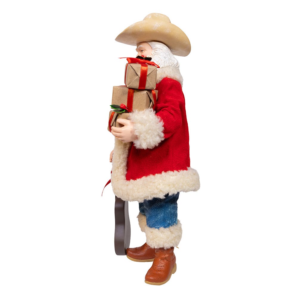 Kurt Adler 11-Inch Fabrich Western Santa with Guitar