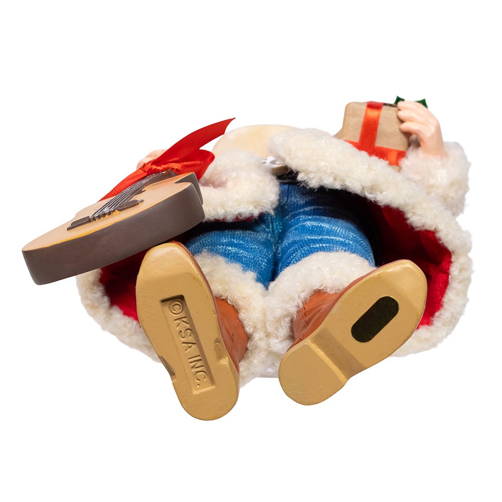 Kurt Adler 11-Inch Fabrich Western Santa with Guitar