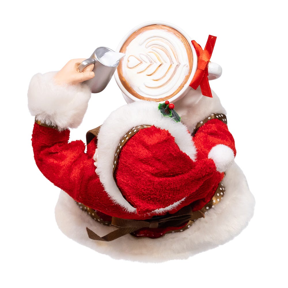 Kurt Adler 10.5-Inch Fabrich Santa with Oversized -InchI Love Coffee-Inch Cup and Creamer