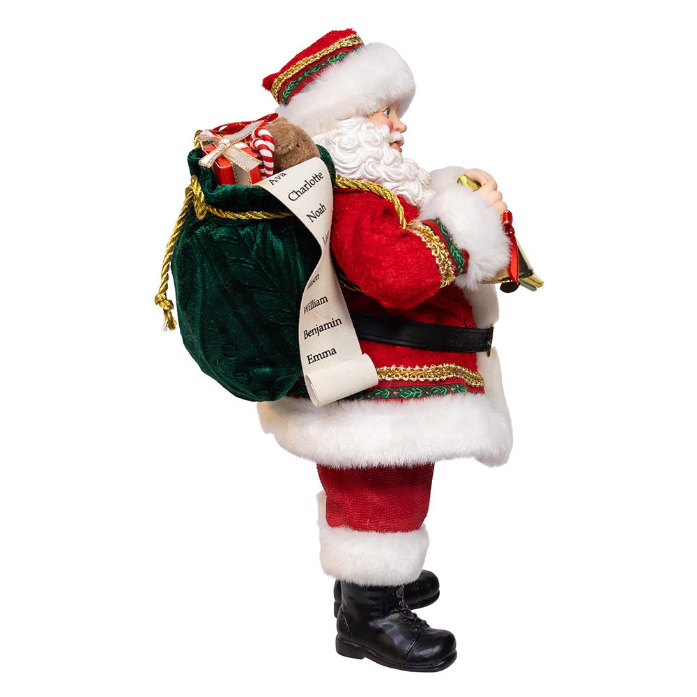Kurt Adler 10.5" Fabrich Traditional Santa with December 25th Calendar