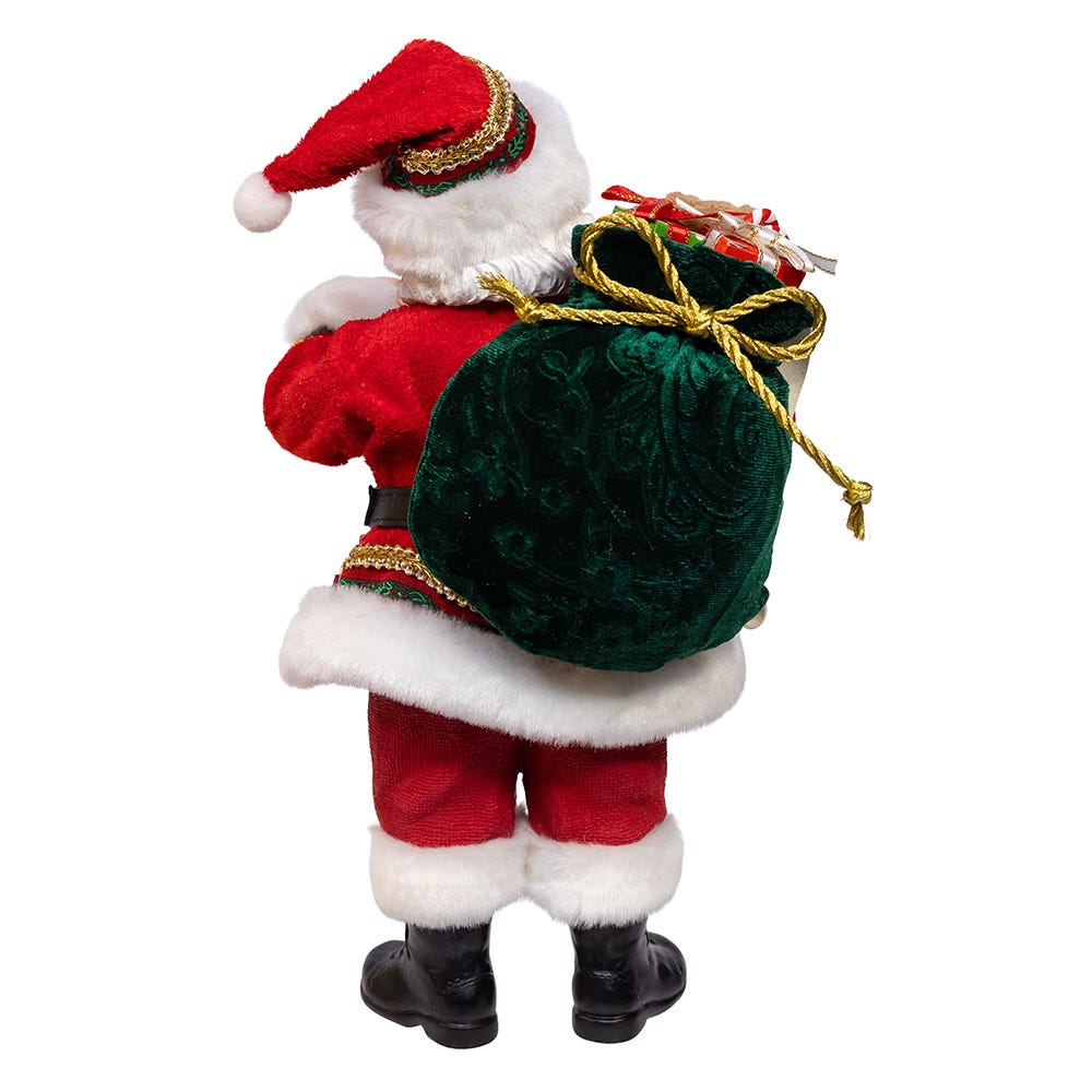 Kurt Adler 10.5" Fabrich Traditional Santa with December 25th Calendar