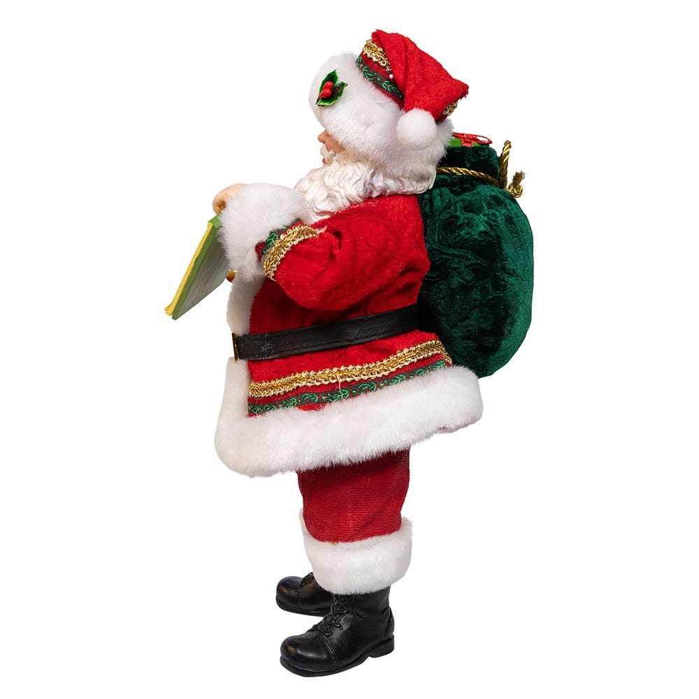 Kurt Adler 10.5" Fabrich Traditional Santa with December 25th Calendar