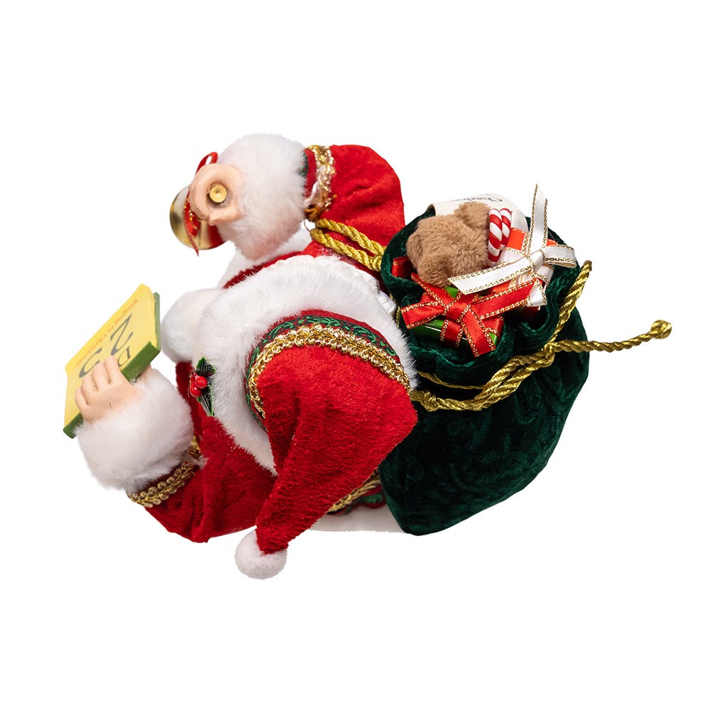 Kurt Adler 10.5" Fabrich Traditional Santa with December 25th Calendar