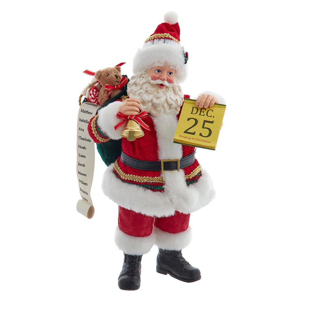 Kurt Adler 10.5" Fabriché Traditional Santa with December 25th Calendar