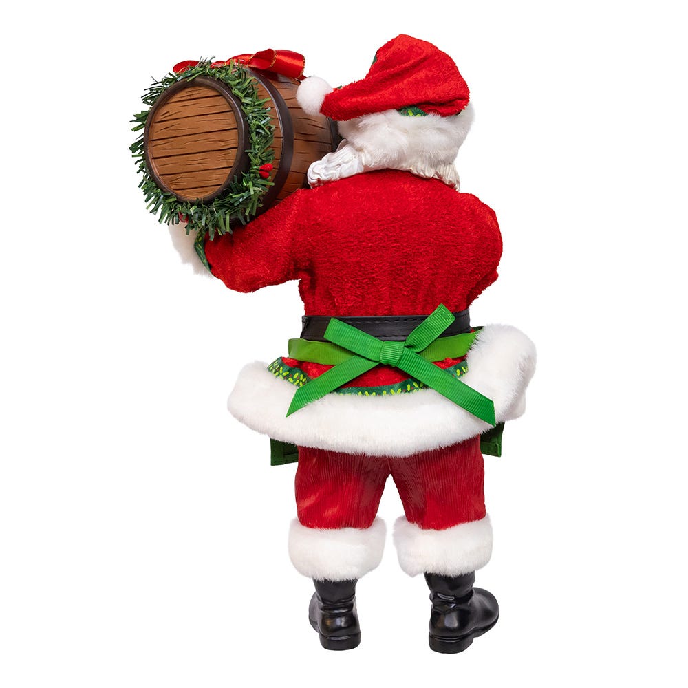 Kurt Adler 10.5-Inch Fabrich Beer Santa with Barrel