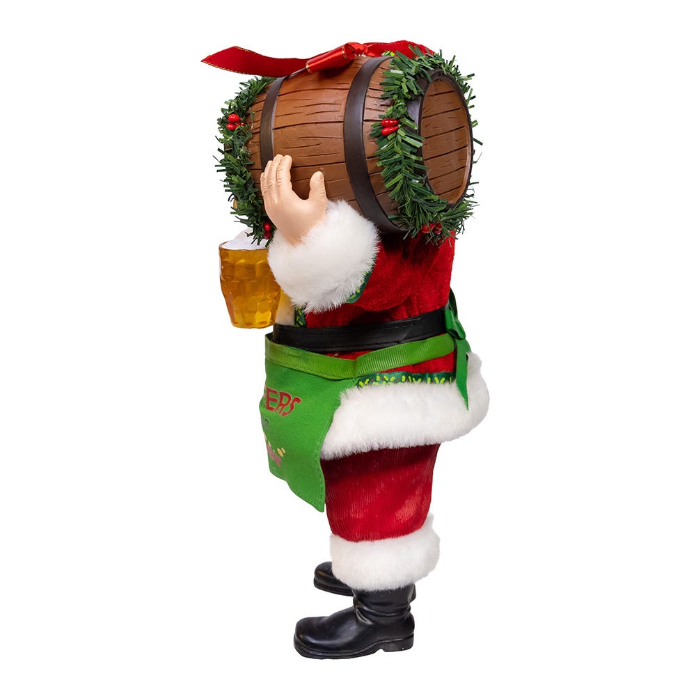Kurt Adler 10.5-Inch Fabrich Beer Santa with Barrel