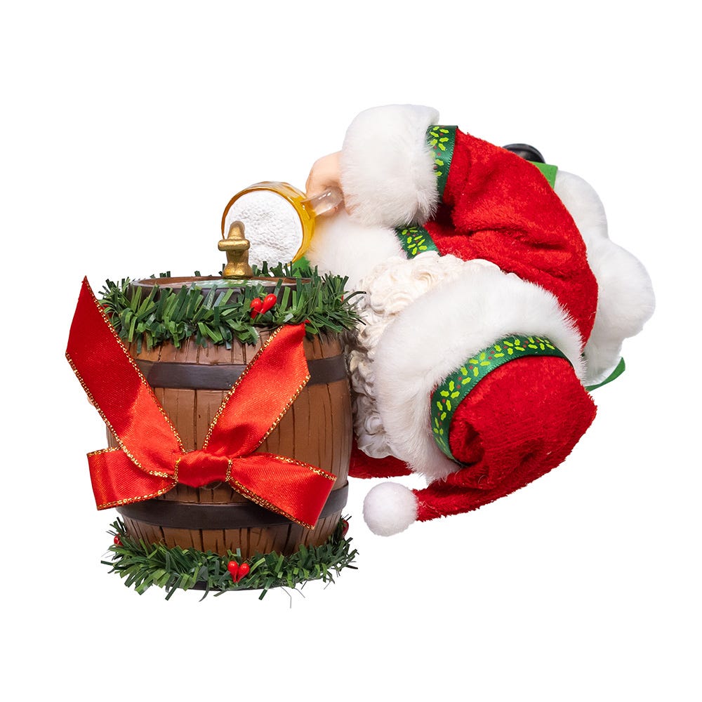 Kurt Adler 10.5-Inch Fabrich Beer Santa with Barrel