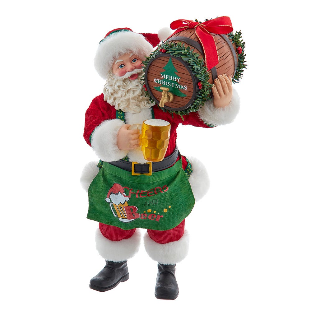 Kurt Adler 10.5-Inch Fabriché Beer Santa with Barrel