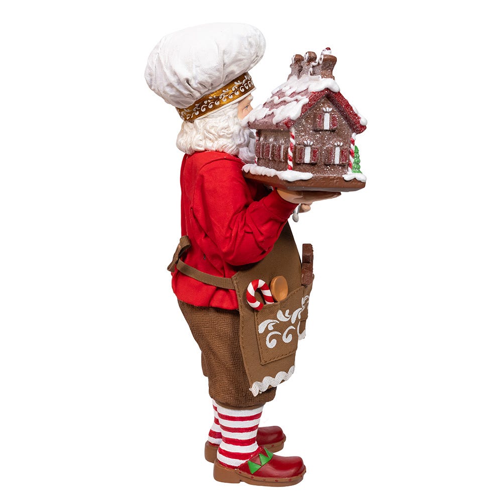 Kurt Adler 10.5-Inch Fabrich Chef Santa Decorating Gingerbread House
