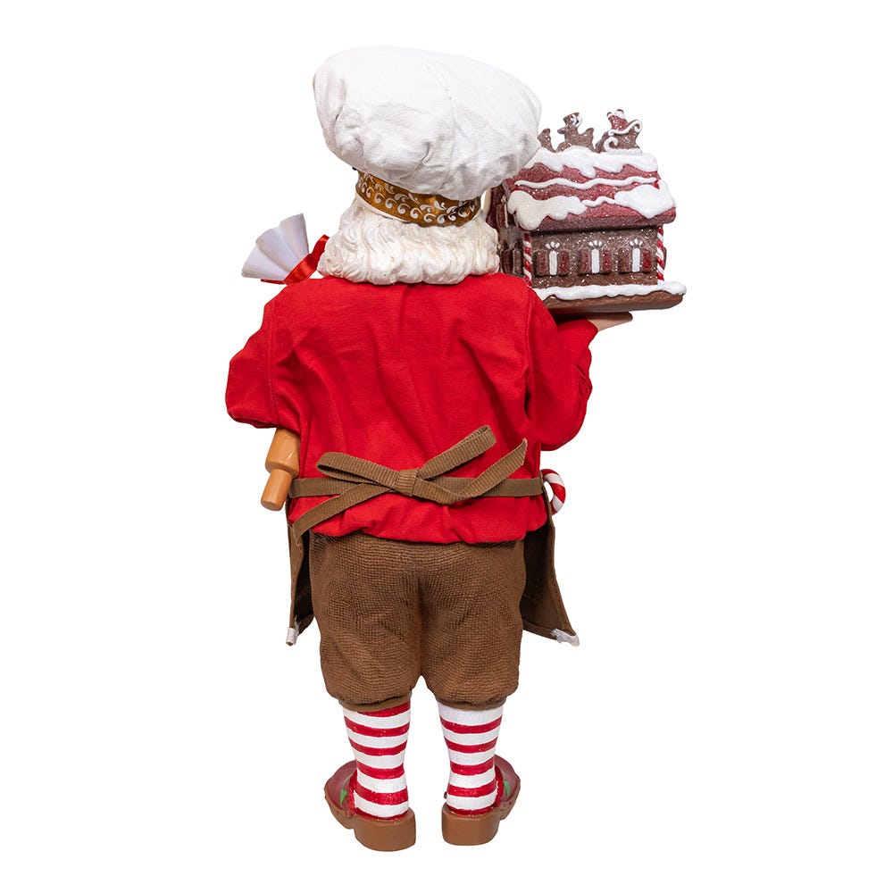 Kurt Adler 10.5-Inch Fabrich Chef Santa Decorating Gingerbread House