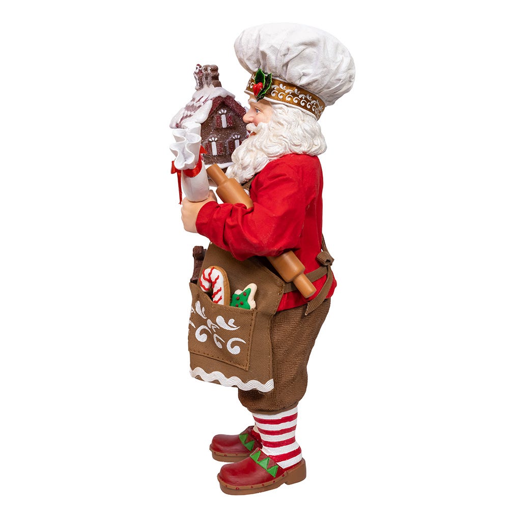 Kurt Adler 10.5-Inch Fabrich Chef Santa Decorating Gingerbread House
