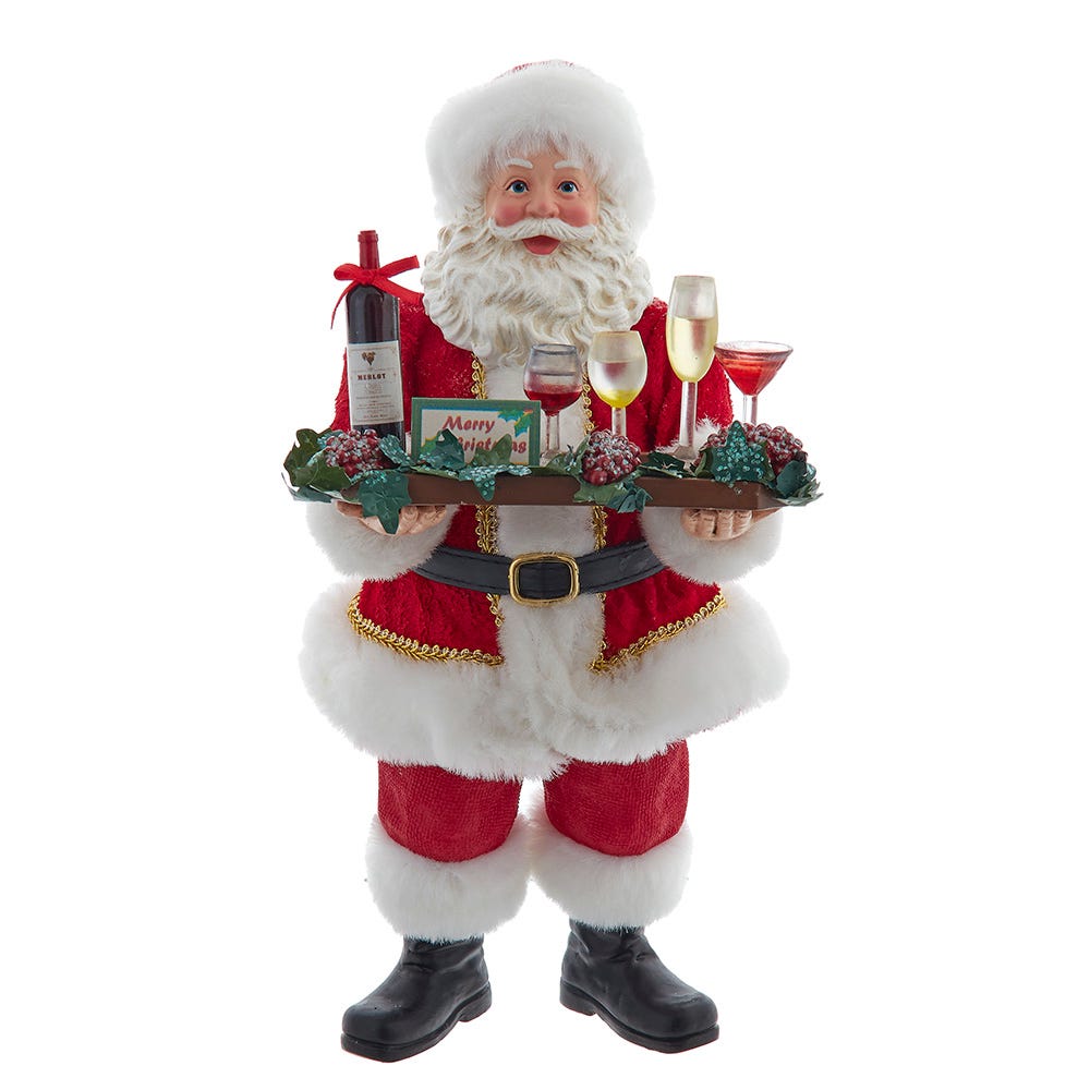 Kurt Adler 10.5-Inch Fabriché Wine Santa