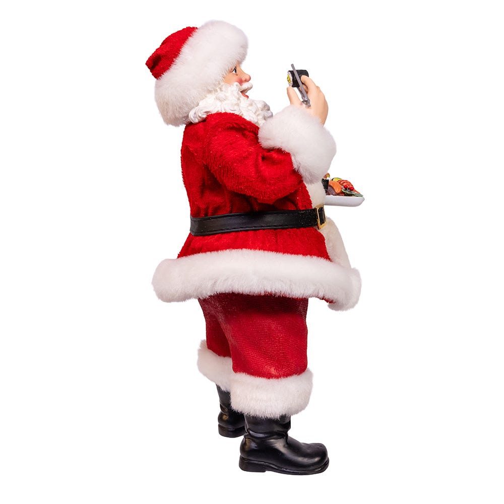 Kurt Adler 10.5-Inch Fabrich Santa with Sushi Platter