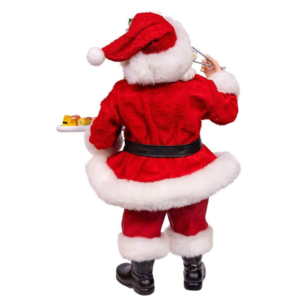 Kurt Adler 10.5-Inch Fabrich Santa with Sushi Platter