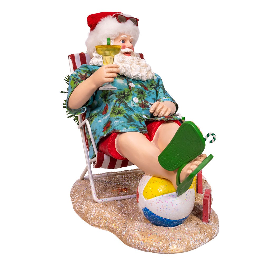 Kurt Adler 8.5-Inch Fabrich Santa Sitting on Beach Chair