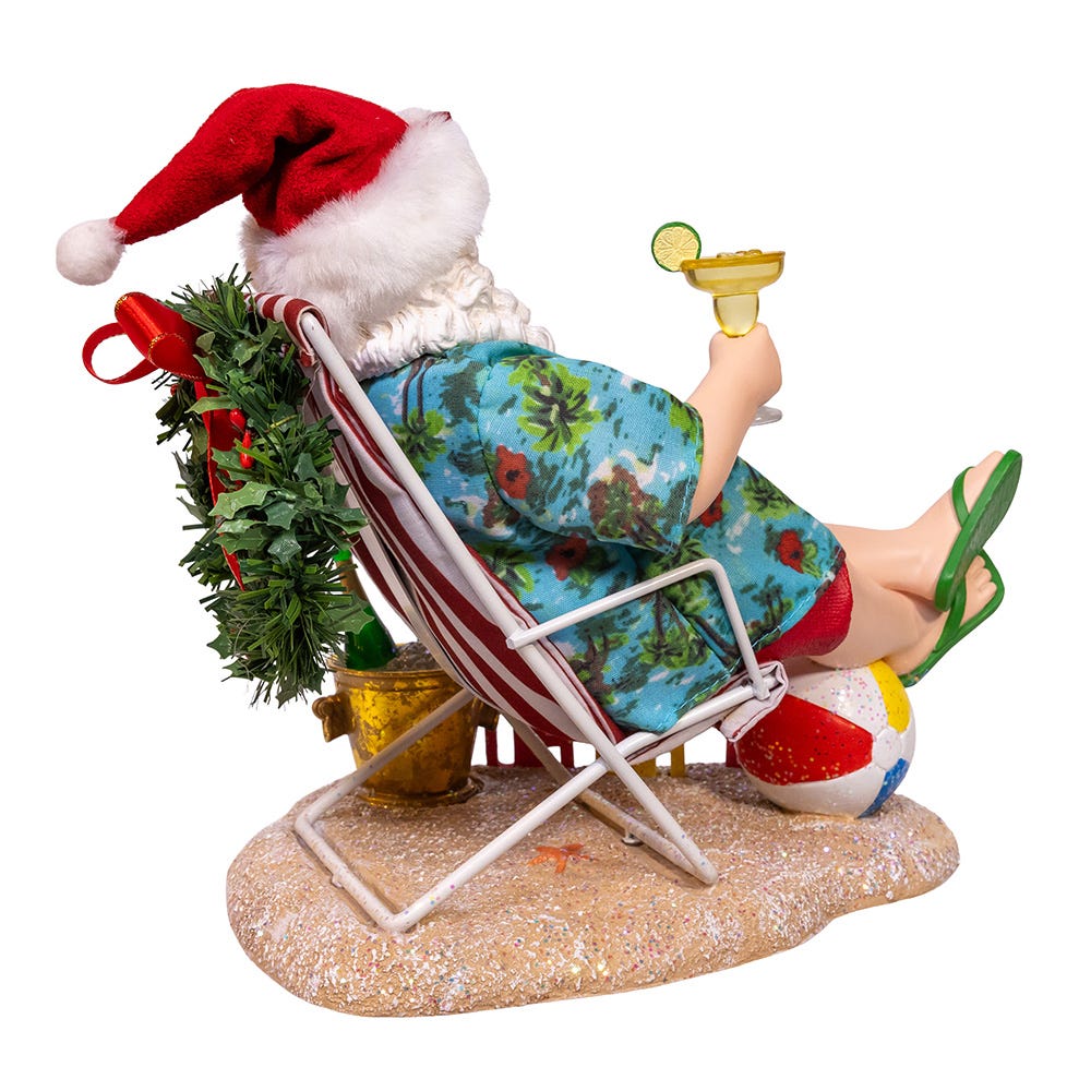 Kurt Adler 8.5-Inch Fabrich Santa Sitting on Beach Chair