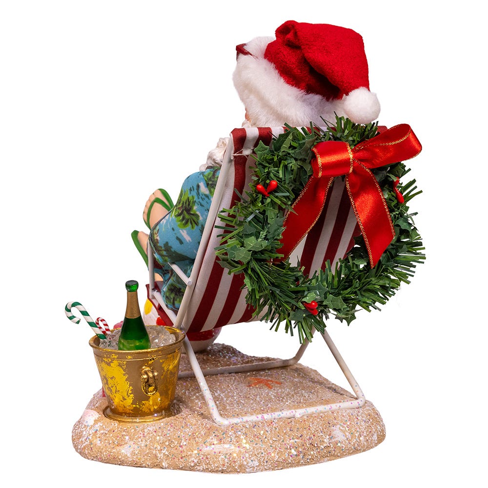Kurt Adler 8.5-Inch Fabrich Santa Sitting on Beach Chair