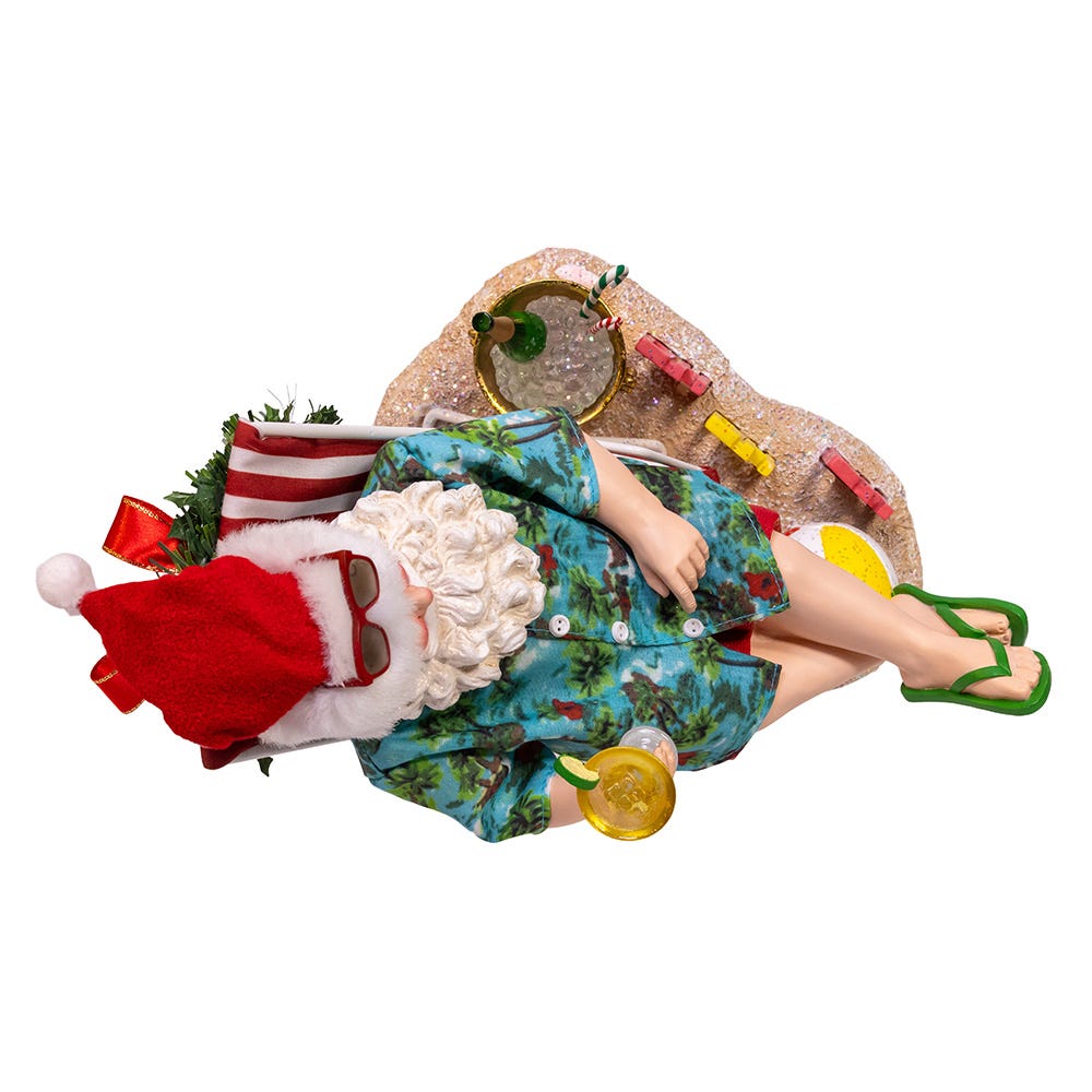 Kurt Adler 8.5-Inch Fabrich Santa Sitting on Beach Chair