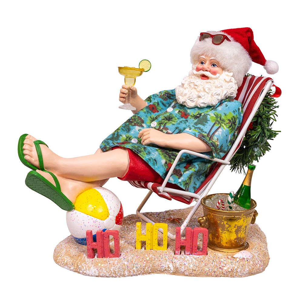 Kurt Adler 8.5-Inch Fabrich Santa Sitting on Beach Chair