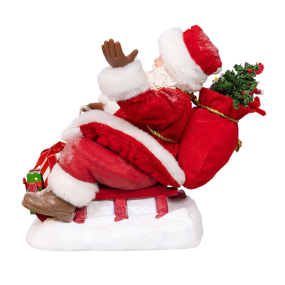 Kurt Adler 8.5-Inch Fabrich Santa on Sled